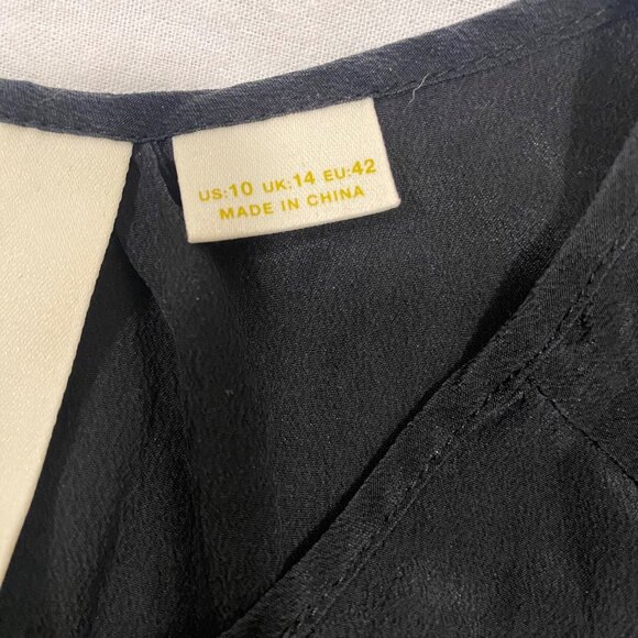 Anthropologie Maeve Hermine Silk Ruffle Sleeveless‎ Black Blouse Women's Size 10 - Picture 6 of 9